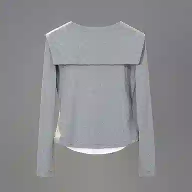 她池 海军领修身假两件长袖卫衣 女款 浅灰色