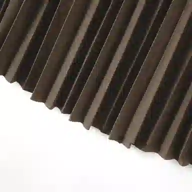 她池 纯色百褶半身休闲长裙 女款 黑色