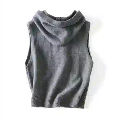 她池 时尚宽松针织休闲风叠穿马甲 女款 灰色