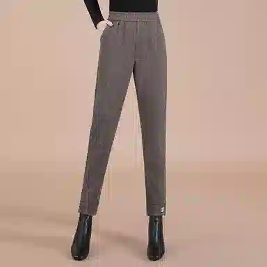 丝柏舍 高腰人字纹哈伦裤松紧腰九分显瘦休闲裤 女款