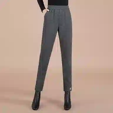 丝柏舍 高腰人字纹哈伦裤松紧腰九分显瘦休闲裤 女款