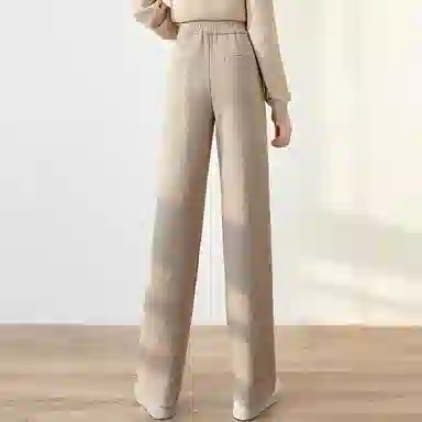 她池 纯色高腰宽松休闲裤 女款