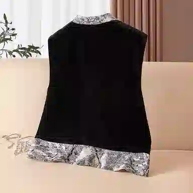 丝柏舍 新中式撞色复古气质马甲 女款 黑色