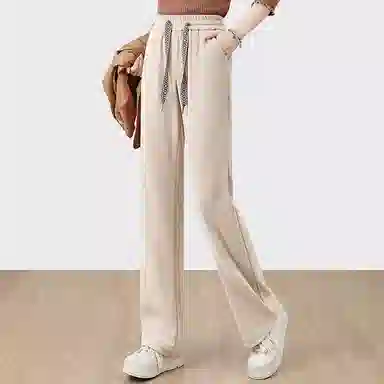 丝柏舍 阔腿纯色简约休闲裤 女款 燕麦色