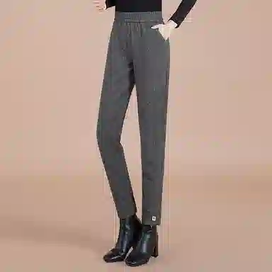 丝柏舍 高腰人字纹哈伦裤松紧腰九分显瘦休闲裤 女款