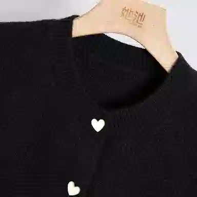 她池 纯色单排扣圆领马甲 女款 黑色