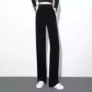 丝柏舍 纯色高腰阔腿休闲裤 女款 黑色