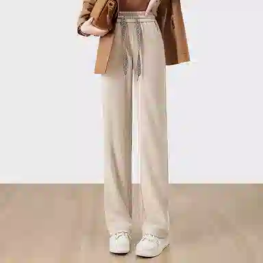 丝柏舍 阔腿纯色简约休闲裤 女款 燕麦色