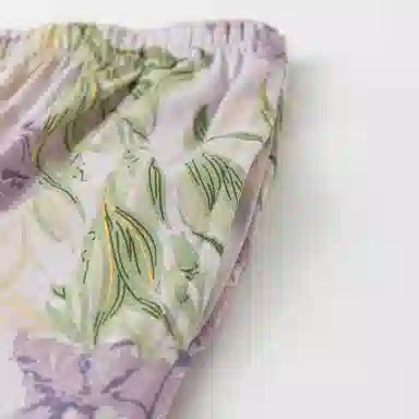 顶瓜瓜 舒适透气印花翻领长袖上衣松紧腰长裤睡衣套装 女款