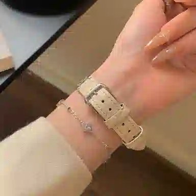 潮流腕 表带 苹果适用 金属 皮质材质 可爱小鼠镶钻拼鳄鱼纹表带适用苹果手表腕带男女通用