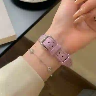 潮流腕 表带 苹果适用 金属 皮质材质 可爱小鼠镶钻拼鳄鱼纹表带适用苹果手表腕带男女通用