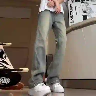 尘映 美式高街复古水洗做旧百搭休闲长裤牛仔裤 男女同款