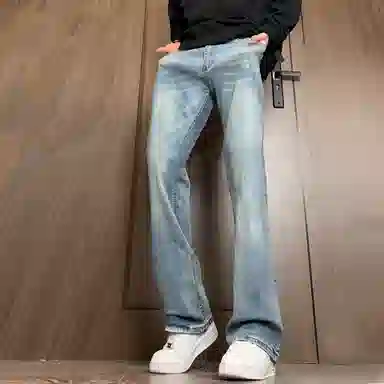 尘映 美式高街复古水洗做旧百搭休闲长裤牛仔裤 男女同款