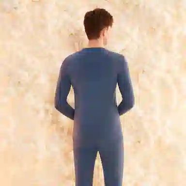 红豆 简约舒适休闲长袖上衣松紧腰长裤保暖套装 男款