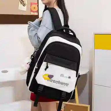 格安诺 韩版大容量撞色轻便翻盖潮流学生 尼龙 双肩包