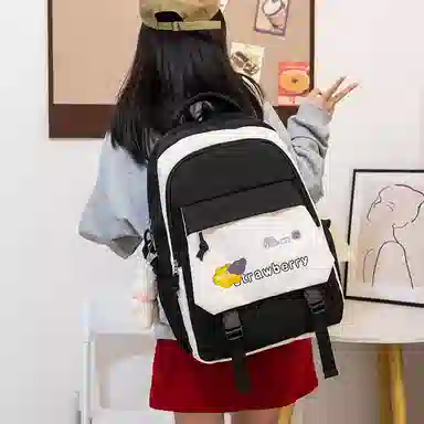 格安诺 韩版大容量撞色轻便翻盖潮流学生 尼龙 双肩包