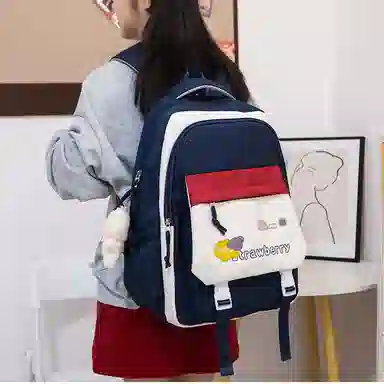 格安诺 韩版大容量撞色轻便翻盖潮流学生 尼龙 双肩包