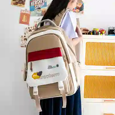 格安诺 韩版大容量撞色轻便翻盖潮流学生 尼龙 双肩包