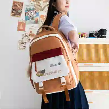 格安诺 韩版大容量撞色轻便翻盖潮流学生 尼龙 双肩包