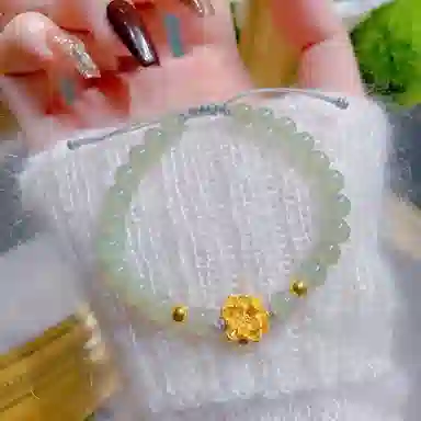 瑞诺 莲花小众手工编织可调节步步生莲 玉髓 手链 女款
