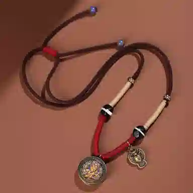 喃呢 藏式唐卡黄财神黑财神新中式都市文玩国风国潮旺福平安吉祥好运 合金 项链 男女同款情侣款