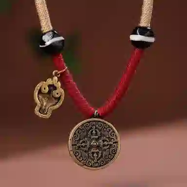 喃呢 藏式唐卡黄财神黑财神新中式都市文玩国风国潮旺福平安吉祥好运 合金 项链 男女同款情侣款