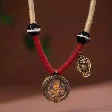 喃呢 藏式唐卡黄财神黑财神新中式都市文玩国风国潮旺福平安吉祥好运 合金 项链 男女同款情侣款