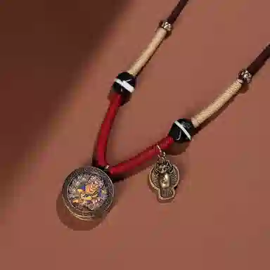 喃呢 藏式唐卡黄财神黑财神新中式都市文玩国风国潮旺福平安吉祥好运 合金 项链 男女同款情侣款