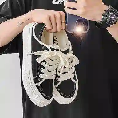 乐乐鱼 韩版百搭学生两穿简约百搭时尚舒适 低帮 板鞋 男款