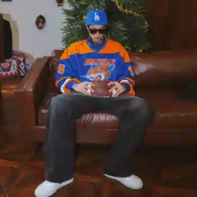 Holycrap Blue Orange Embroidered Sweatshirt