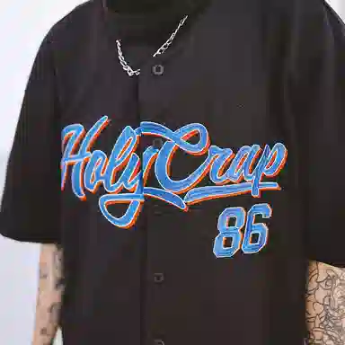 Holycrap 86 Mesh Baseball Cardigan Black