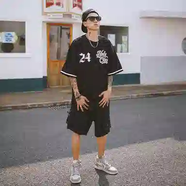 Holycrap 24 Embroidered Baseball Tee Black