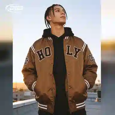 Holycrap 05 Embroidered Logo Baseball Jacket
