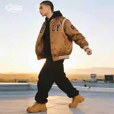 Holycrap 05 Embroidered Logo Baseball Jacket