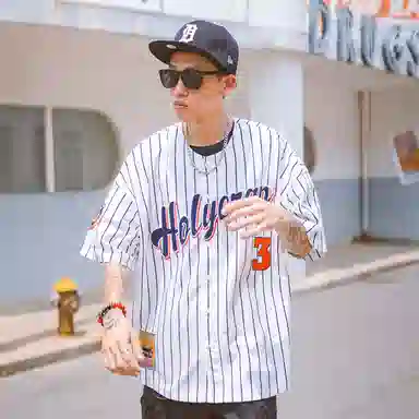 Holycrap Striped Print T-Shirt