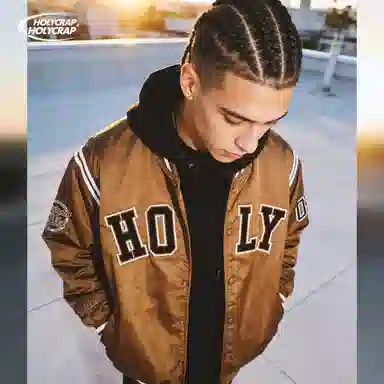 Holycrap 05 Embroidered Logo Baseball Jacket