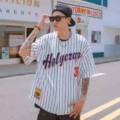 Holycrap Striped Print T-Shirt