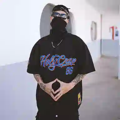 Holycrap 86 Mesh Baseball Cardigan Black