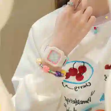 番米拉石英机芯 硅胶表带 国表 女表 蓝色表盘