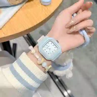 番米拉 石英机芯 硅胶表带 国表 女表 蓝色表盘 磁吸贴贴