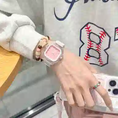 番米拉 石英机芯 硅胶表带 国表 女表 蓝色表盘 磁吸贴贴