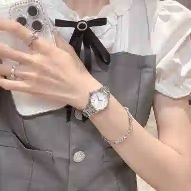 Fanmila Quartz Pink Dial Steel Strap Watch