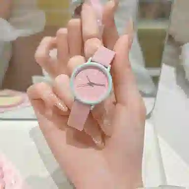 番米拉石英机芯 硅胶表带 国表 女表 红色表盘