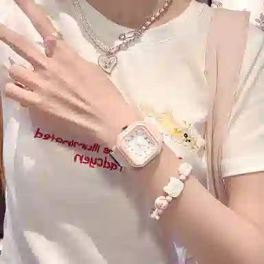 番米拉 复古风多巴胺手表 石英机芯 硅胶表带 国表 女表 白色表盘 蜜桃乌龙