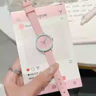 番米拉石英机芯 硅胶表带 国表 女表 红色表盘