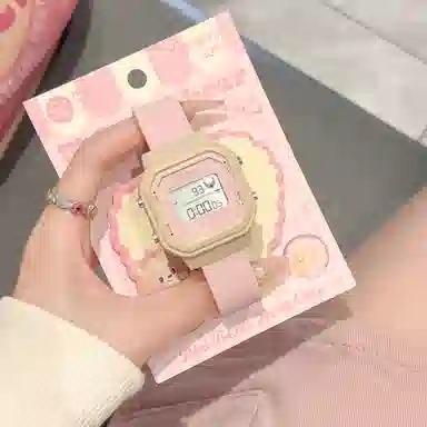 番米拉石英机芯 硅胶表带 国表 女表 米色表盘