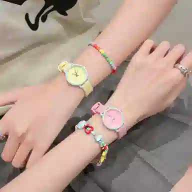 番米拉石英机芯 硅胶表带 国表 女表 红色表盘