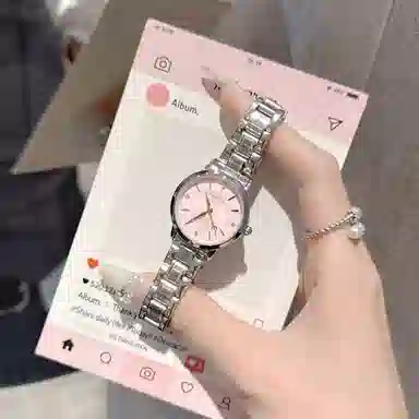 Fanmila Quartz Pink Dial Steel Strap Watch