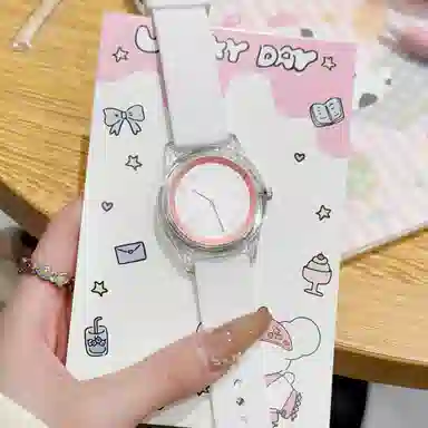 番米拉 石英机芯 硅胶表带 国表 女表 白色表盘