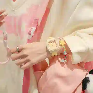 番米拉石英机芯 硅胶表带 国表 女表 蓝色表盘